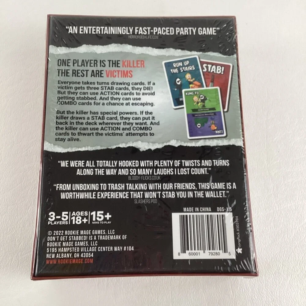 Don't Get Stabbed The Card Game Kill Your Friends Family Fast Pace Party Game